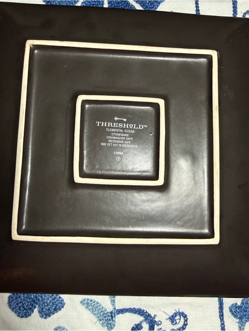 Threshold Stoneware Plates Set of 4 Elemental Ocean Square Dinner Plates 10-1/2” - Picture 3 of 7